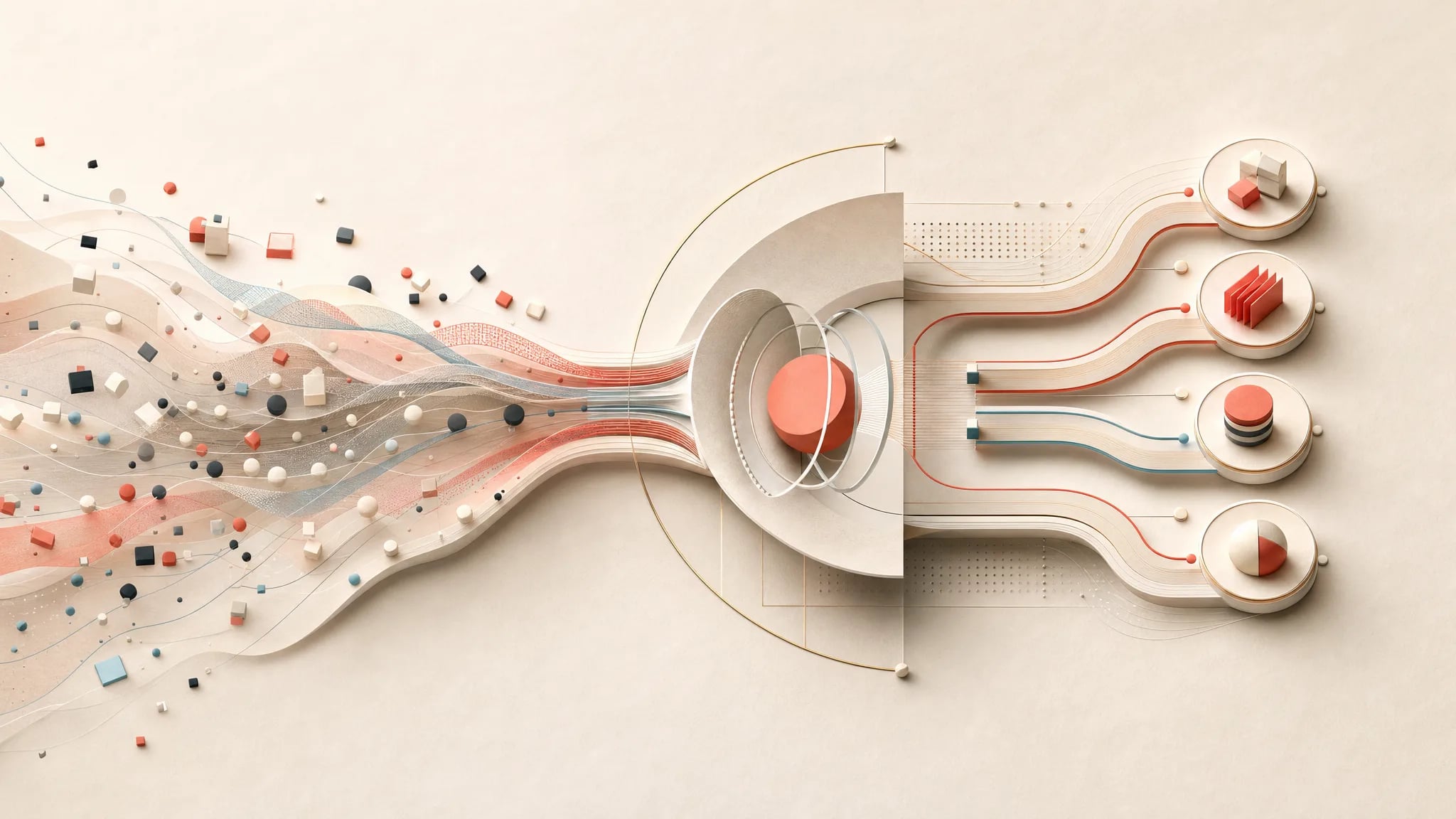 Fragmented procurement signals converging into governed decisions and controlled actions.